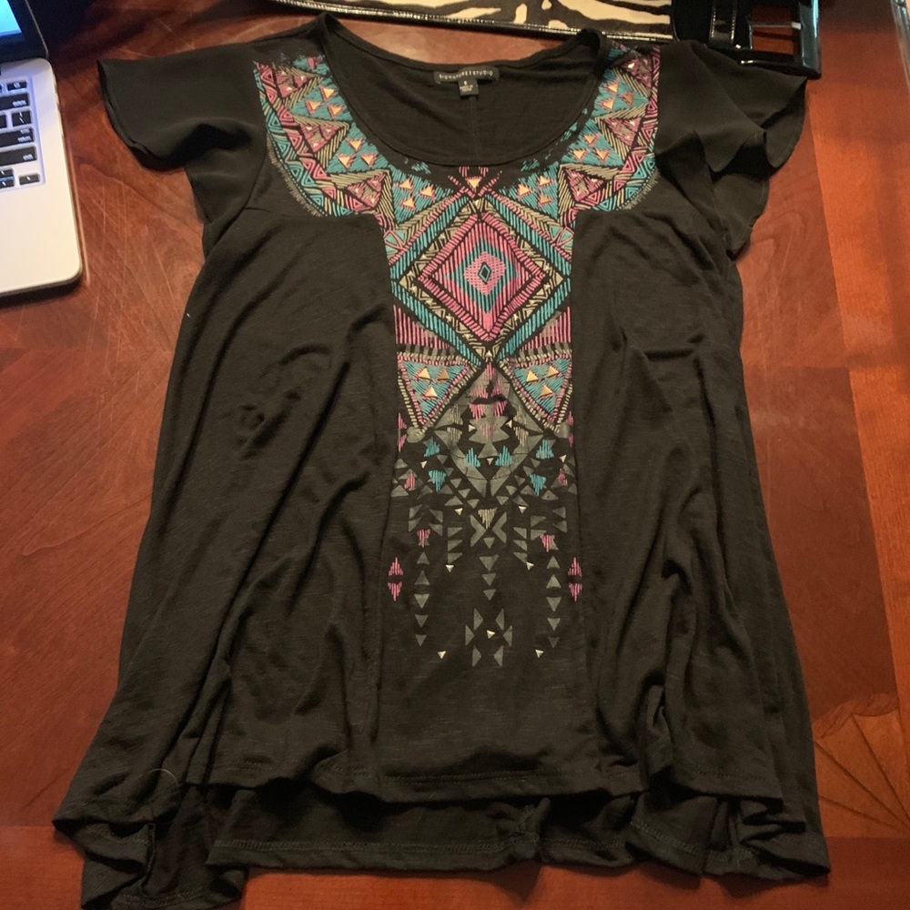Black blouse with lace sleeves. NWOT